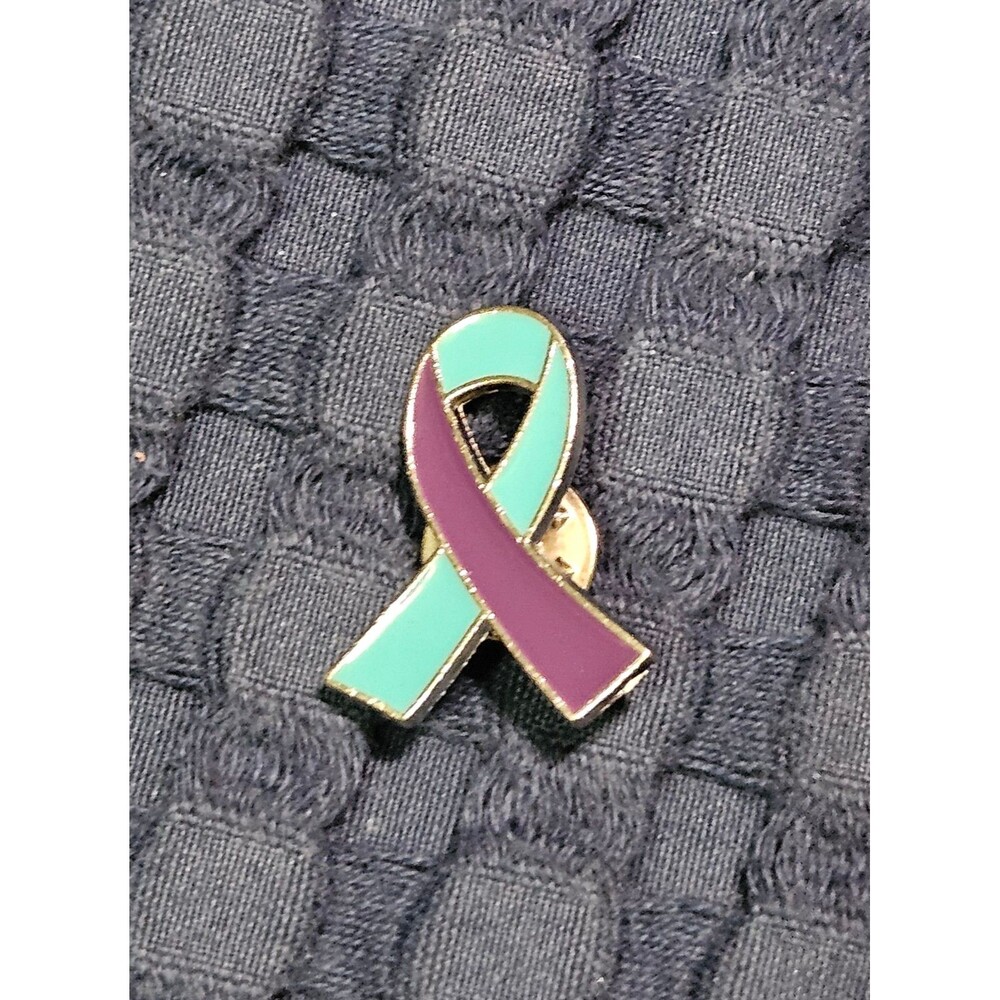 Teal Purple Suicide Prevention Awareness Ribbon Enamel Lapel Pin